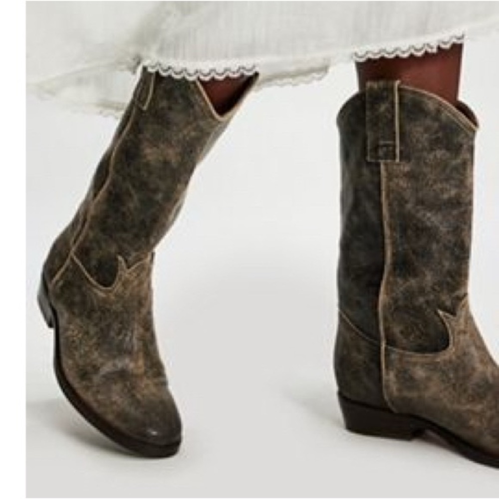 Free People Vegan Suede Western Boots Pepper Pull On Boots